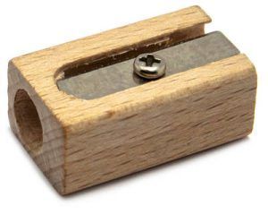 Pencil sharpener made of wood isolated on a white background, with clipping path